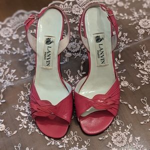 LANVIN vintage red leather heels sandals 6
